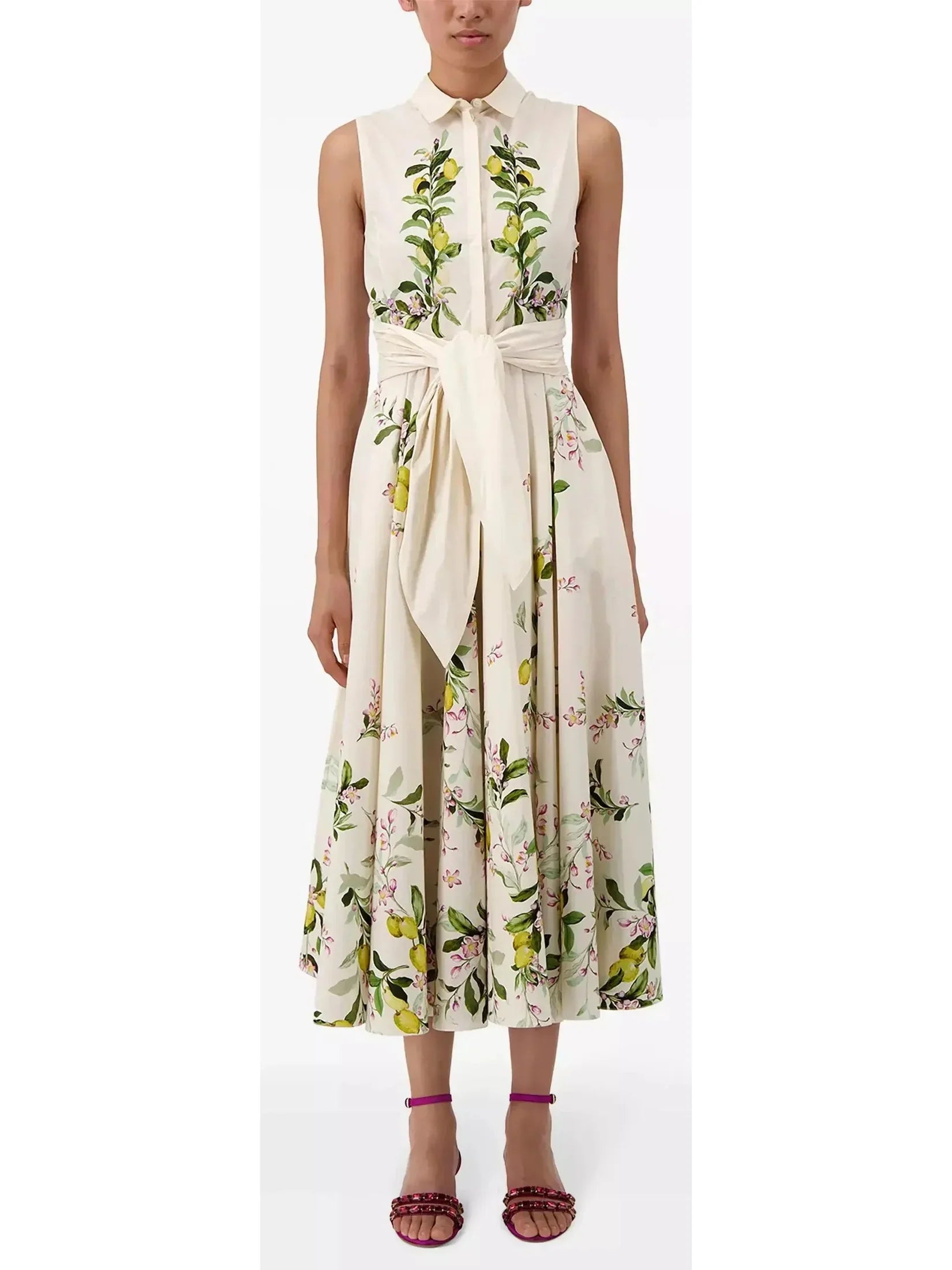 Trendy Urban Attire Belted Floral-Print Sleeveless Midi Dress