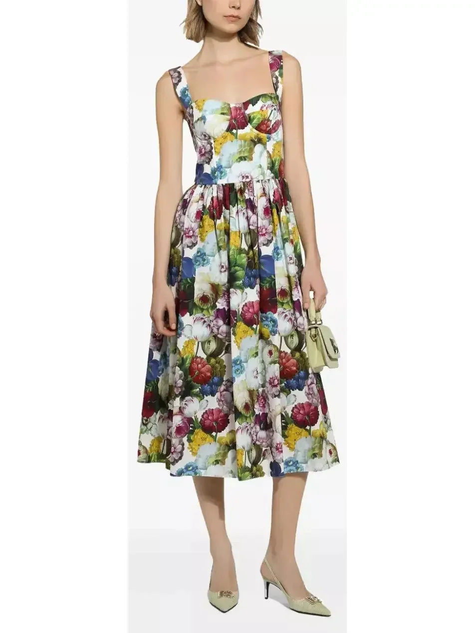 You'Ll Love Us Because Nocturnal Floral Print Corset Sundress