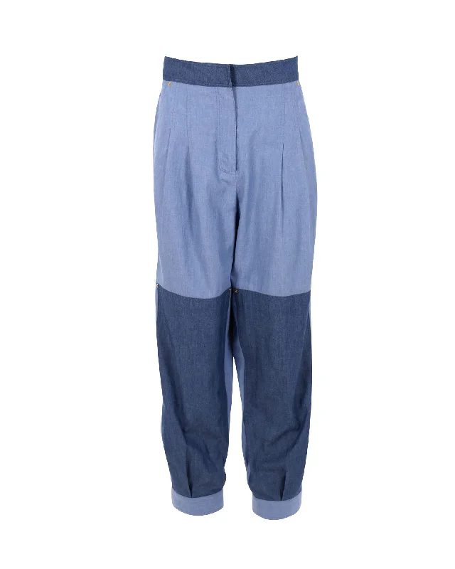 Big Discounts Loewe Patchwork Wide-leg Denim Pants in Blue Cotton