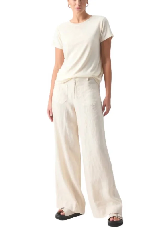 Additional Time-Limited Offers Women's Linen Marine Wide Leg Pants In Birch