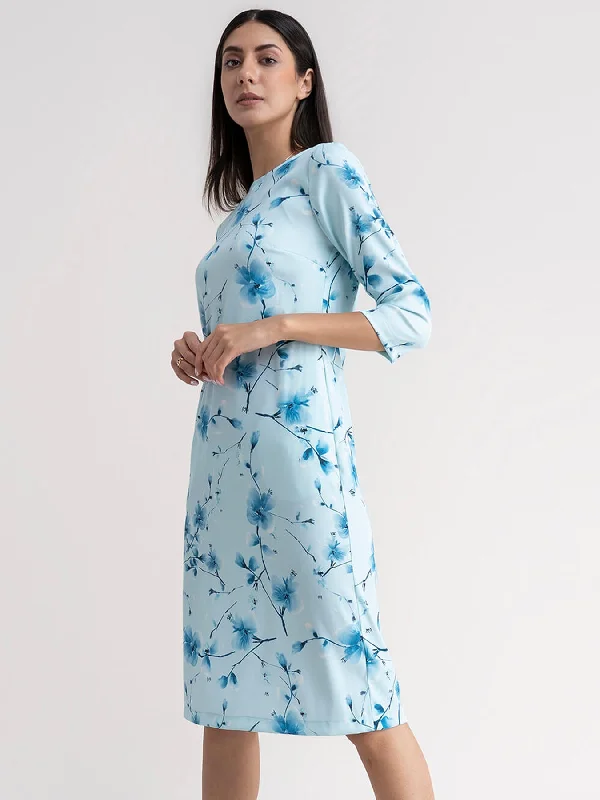 Weekend Sale Floral Shift Dress - Blue