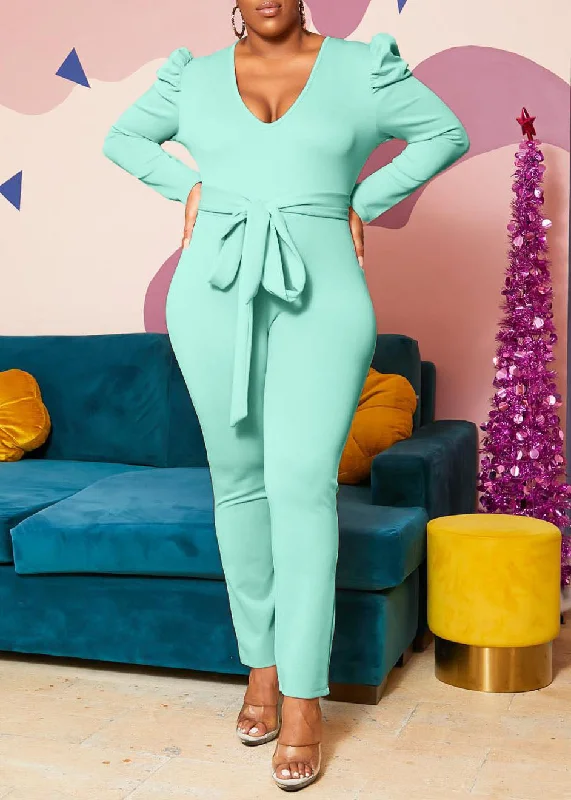 Trendy Styles Hi Curvy  Plus Size Women Blushing Drama Shoulder Jumpsuit