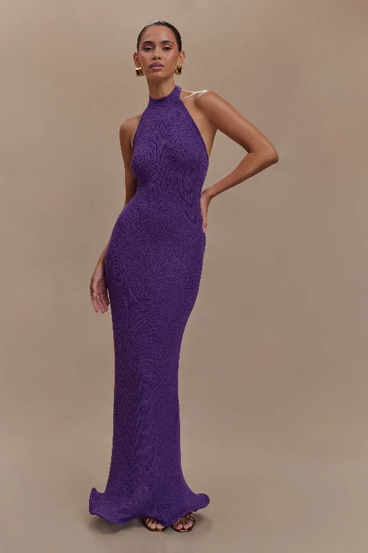 Fashion Sale Melodie Halter Knit Maxi Dress - Purple