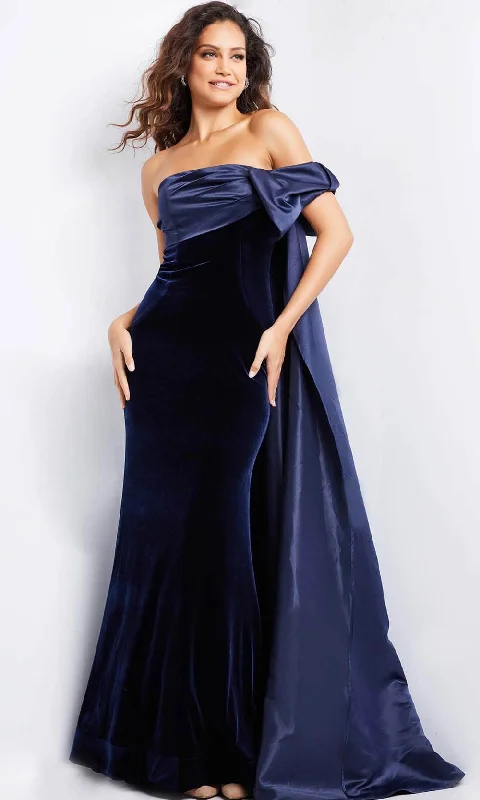 Limited Edition Jovani 37391 - Straight-Across Velvet Evening Gown