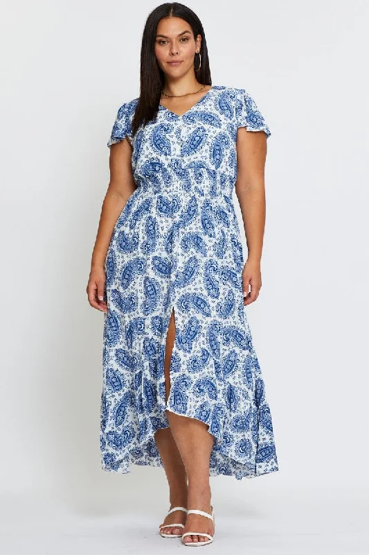 Season Sale Paisley Pr Maxi Dress V-neck Short Sleeve