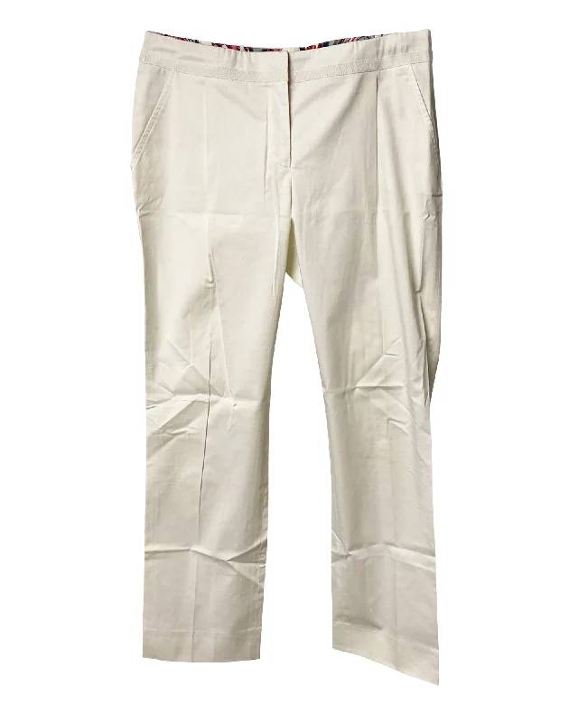 Fashion Forward Salvatore Ferragamo White Trousers in White Silk