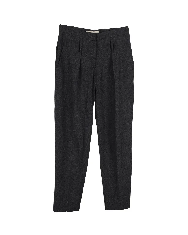 Huge Markdowns Stella McCartney Pleated Tapered Trousers in Gray Cotton