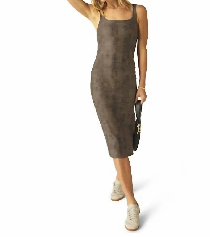 Wardrobe Update Softmark Icon Midi Dress In Neutral Snakeskin