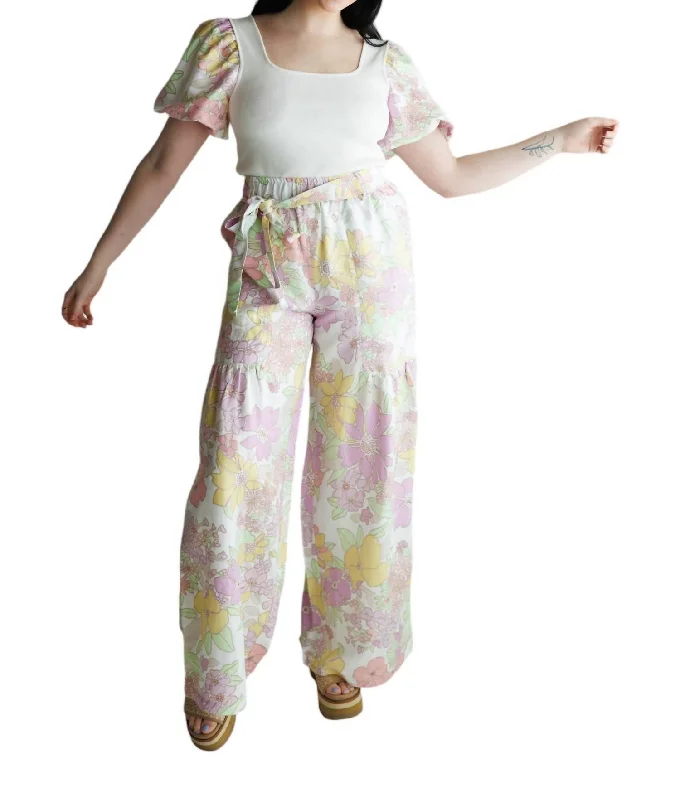 Chic Trends For The Fashion Savvy Floral Wide Pants In Pink Floral