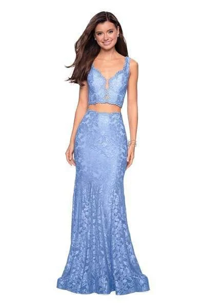 Urban Femme Streetwear La Femme - 27302 Two Piece Allover Lace Mermaid Gown