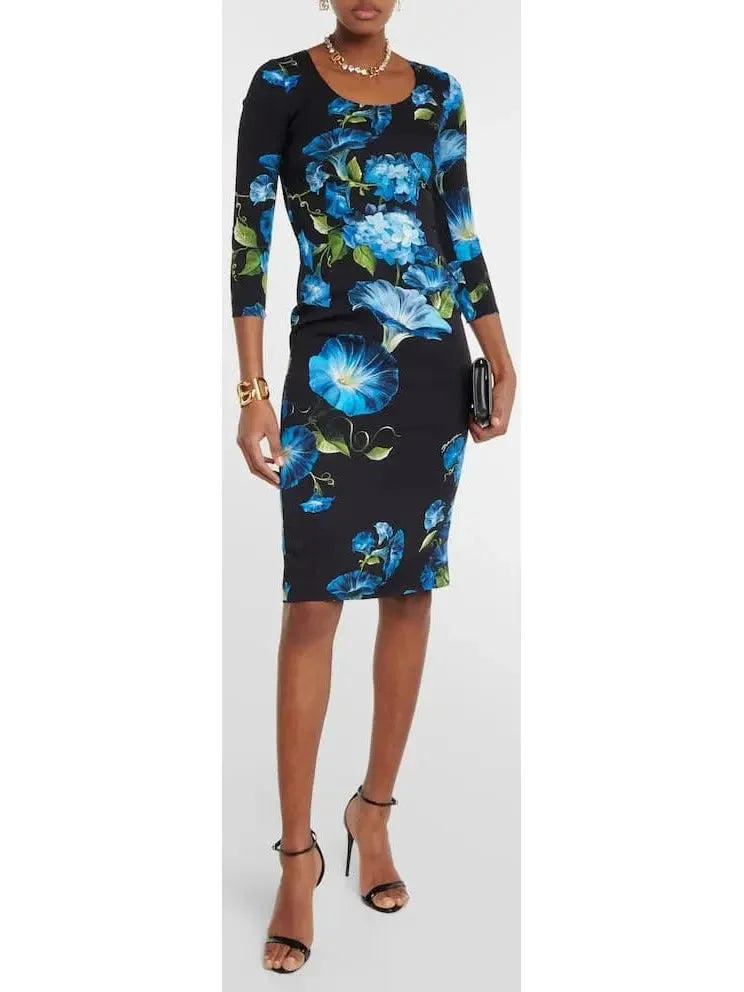 Sophisticated Fashion Floral Silk Midi Dress