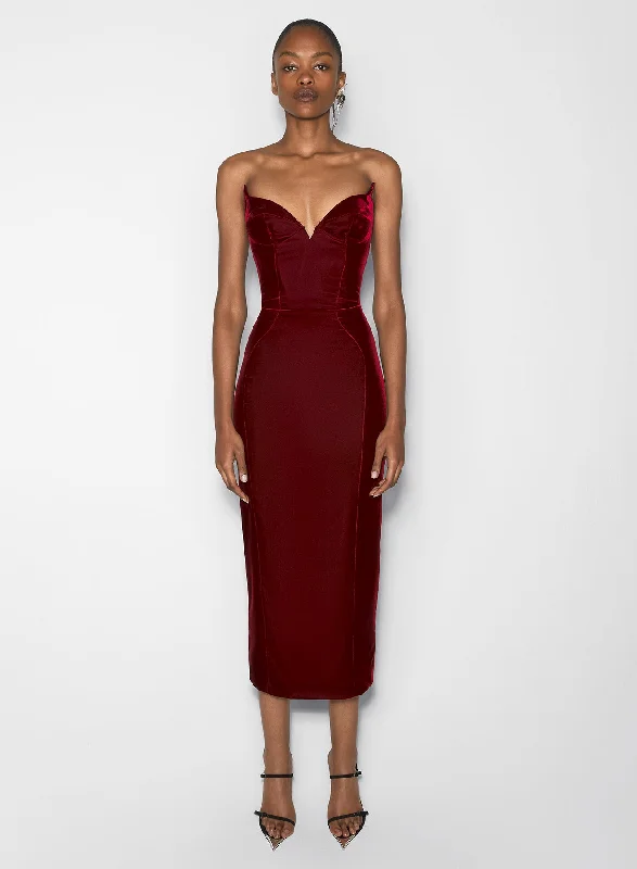 Women's Clothes burgundy signature strapless velvet gown