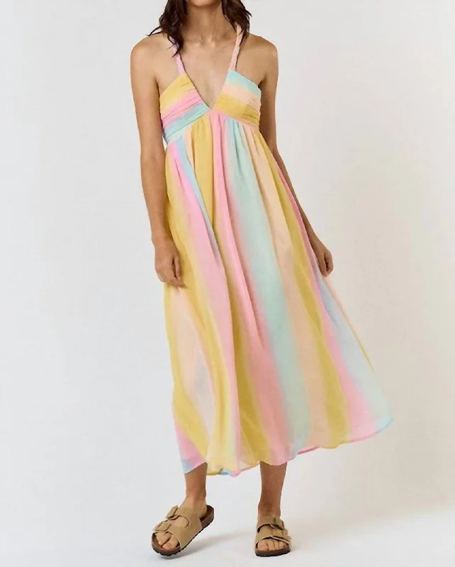 Imeless Style Pastel Hatler Maxi Dress In Multi