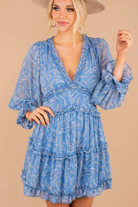 Versatile Wardrobe Essentials You're Too Kind Blue Floral Dress