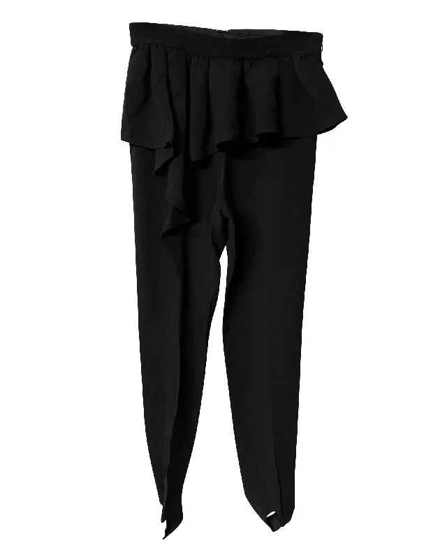 Seasonal Picks Moschino Ruffled Leggings with Foot Strap in Black Acetate