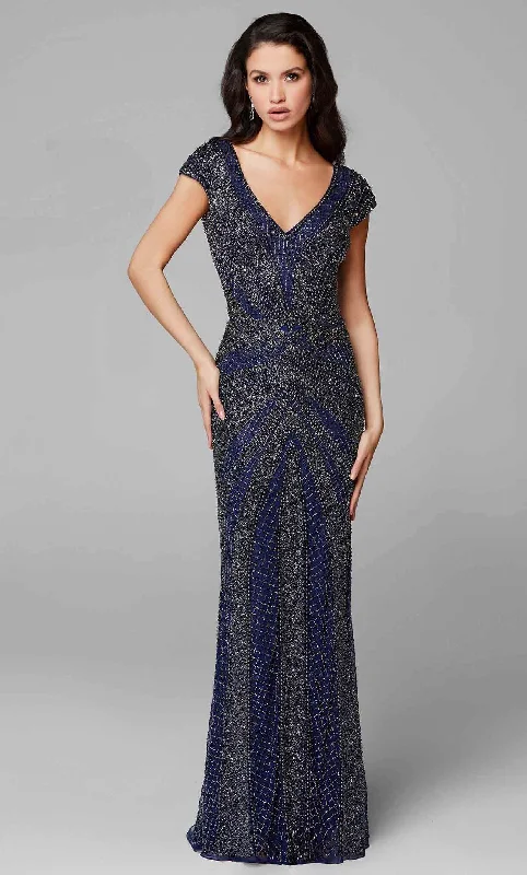 Unleash Your Fashion Primavera Couture 3674 - Cap Sleeve Embellished Gown