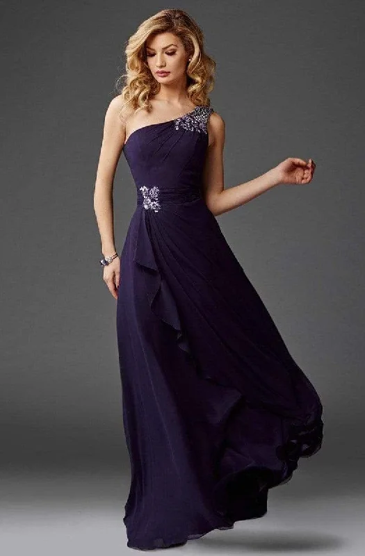 Clothes For Women Clarisse - M6403 Draped Ornate Asymmetrical Gown