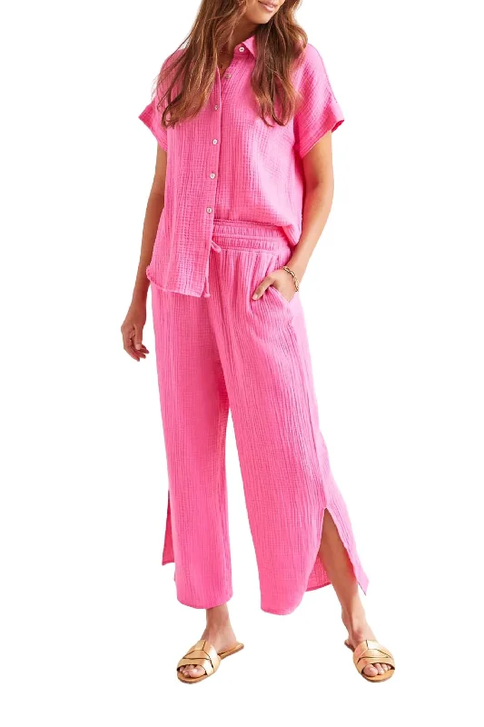 You'Ll Love Us Because Gauze 2 Ways Wide Leg Pant In Hot Pink