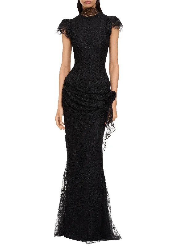 Runway Inspired Wear Silentium Lace Maxi Dress - Black