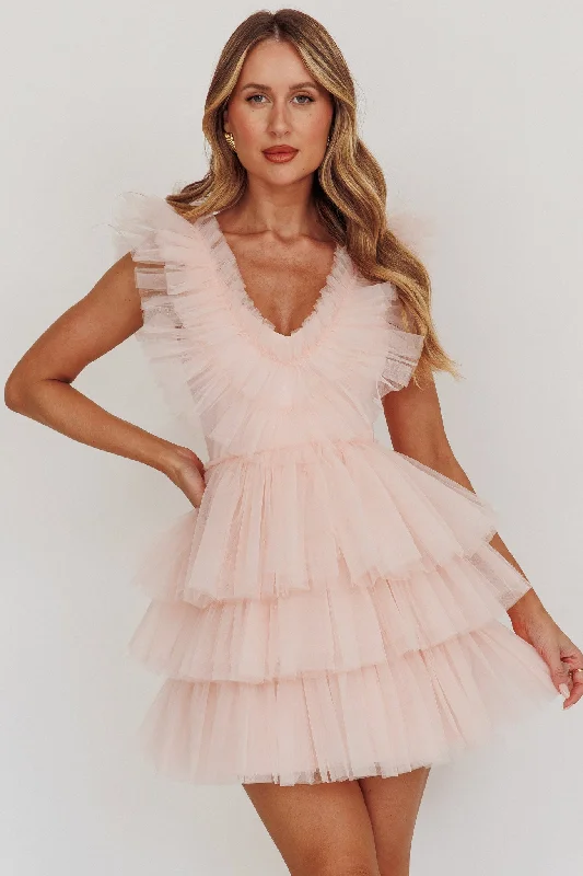 Additional Time-Limited Offers Froufrou Layered Tulle Mini Dress Blush