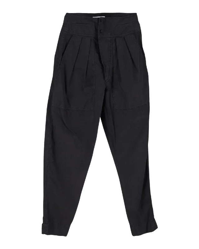 Special Occasion Wear Isabel Marant Pleated Trousers in Black Cotton