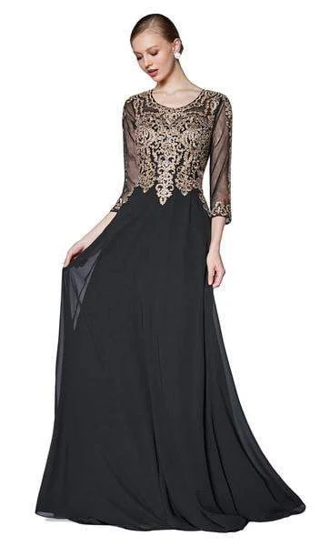 Crazy Discounts, Hurry Up Cinderella Divine - Lace Appliqued Bodice Flowy A-Line Chiffon Gown CD0129 - 2 pcs Mocha in Sizes L and 2X Available