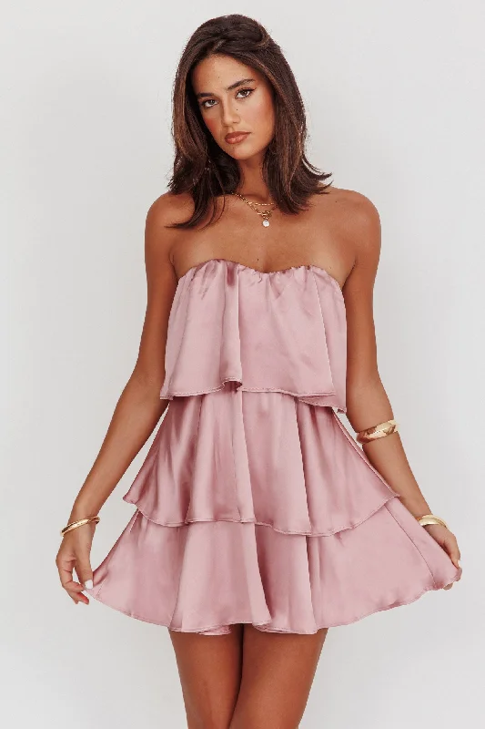 Women's Online Clothing Boutique Behati Tiered Layer Strapless Dress Dusty Rose