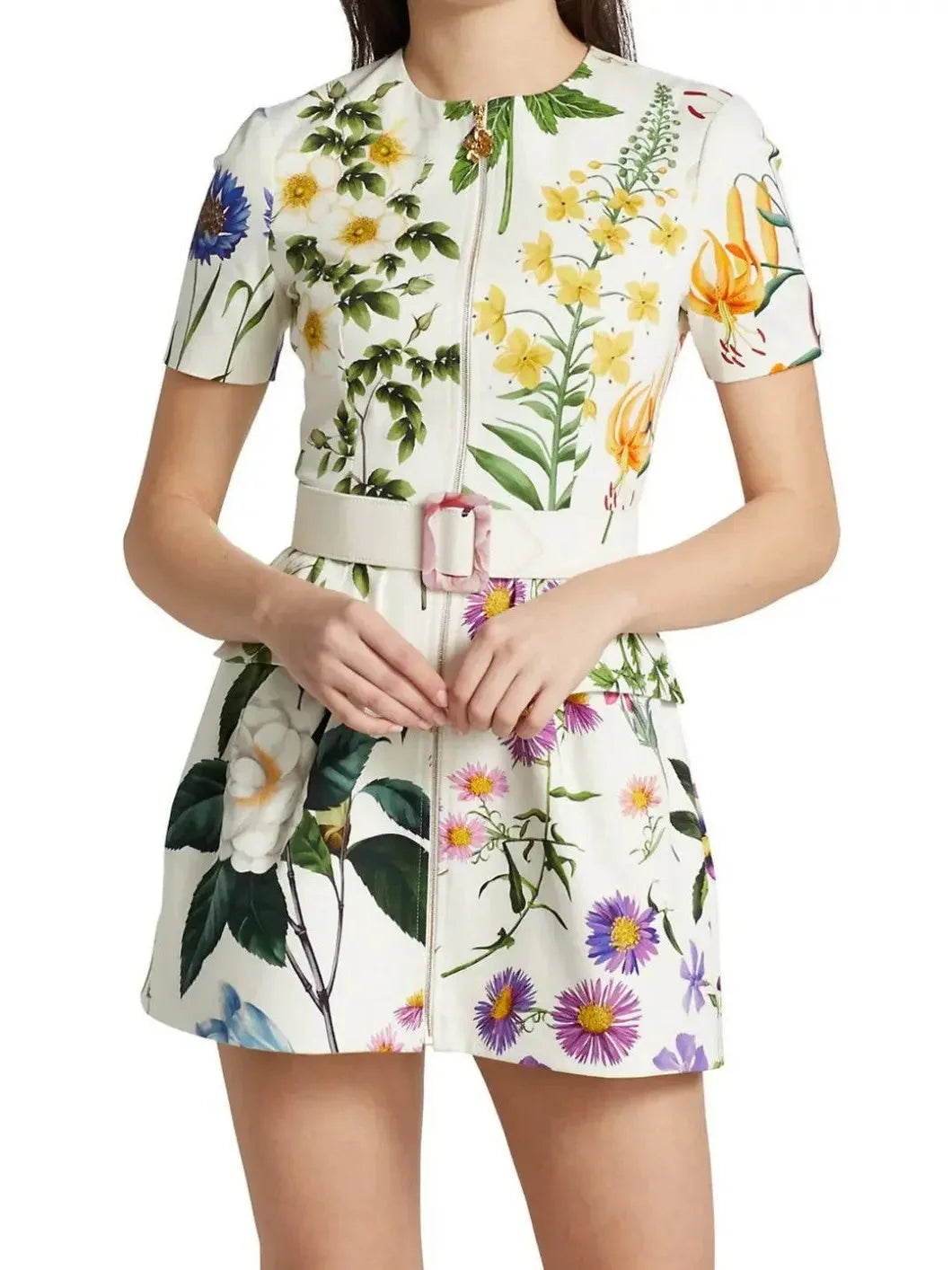 Chic Wardrobe Essentials Floral-Printed Embellished Mini Dress