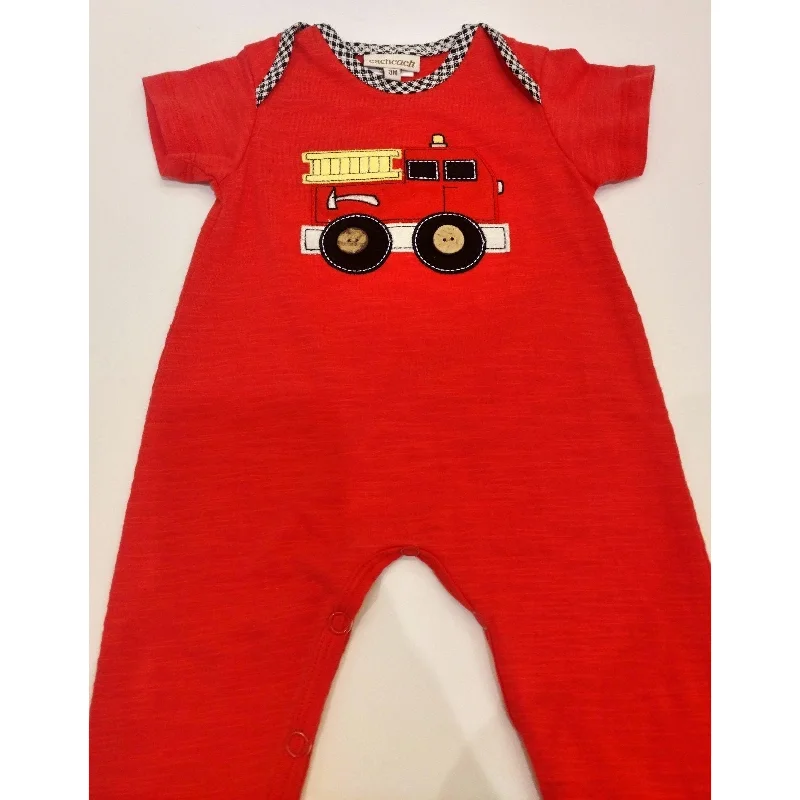 Trendy Attire For Her Cach Cach Firetruck Romper and Cap Set