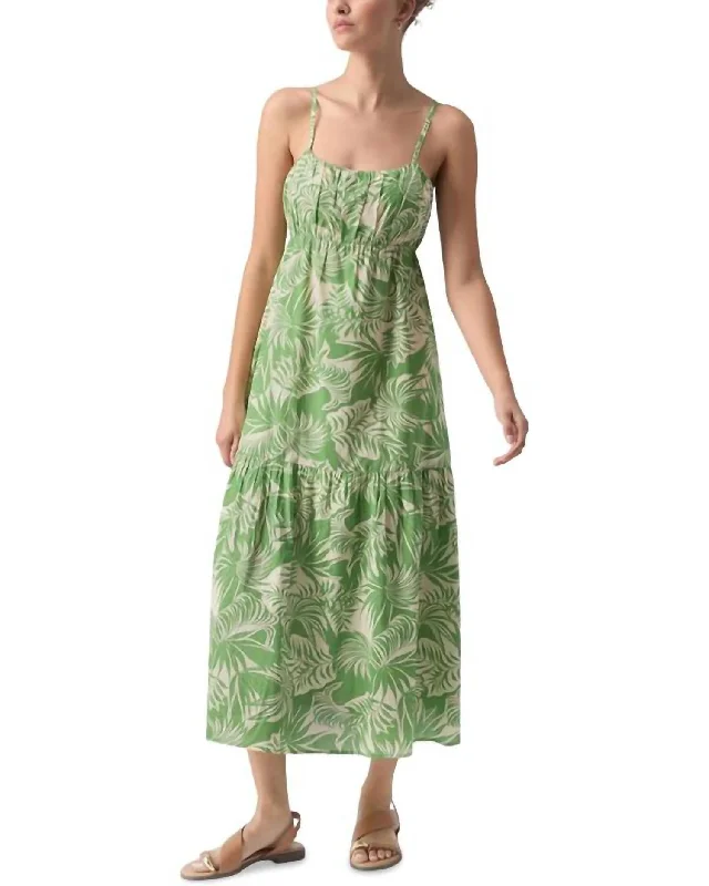 Classic Women's Fashion Dropped Seam Maxi Dress In Cool Palm