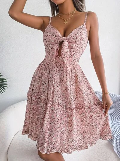 Must-Have Styles Frill Ditsy Floral Spaghetti Strap Mini Dress