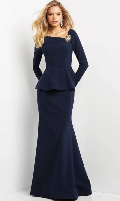 Gorgeous Glamour Collection Jovani 07131 - Peplum Long Sleeve Evening Gown