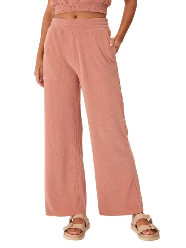 Budget Friendly Sharie Towel Terry Wide Leg Pant In Dune