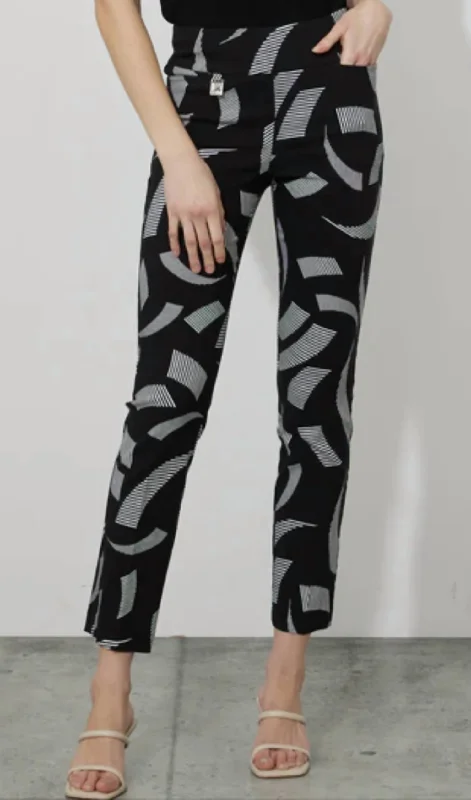 The Good Stuff Geo Print Pants In Black Vanilla