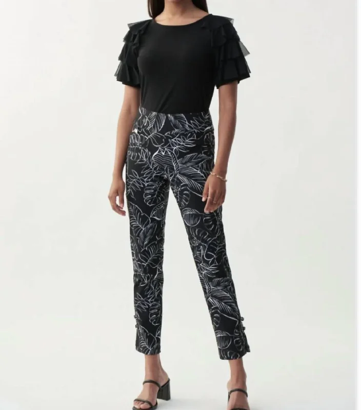 Best Seller Palm Print Pant In Black Vanilla