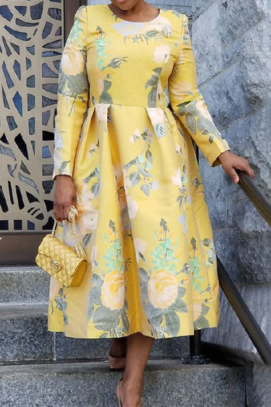 Your Timeless Wardrobe Awaits Floral Print Stunning Swing Midi Dress