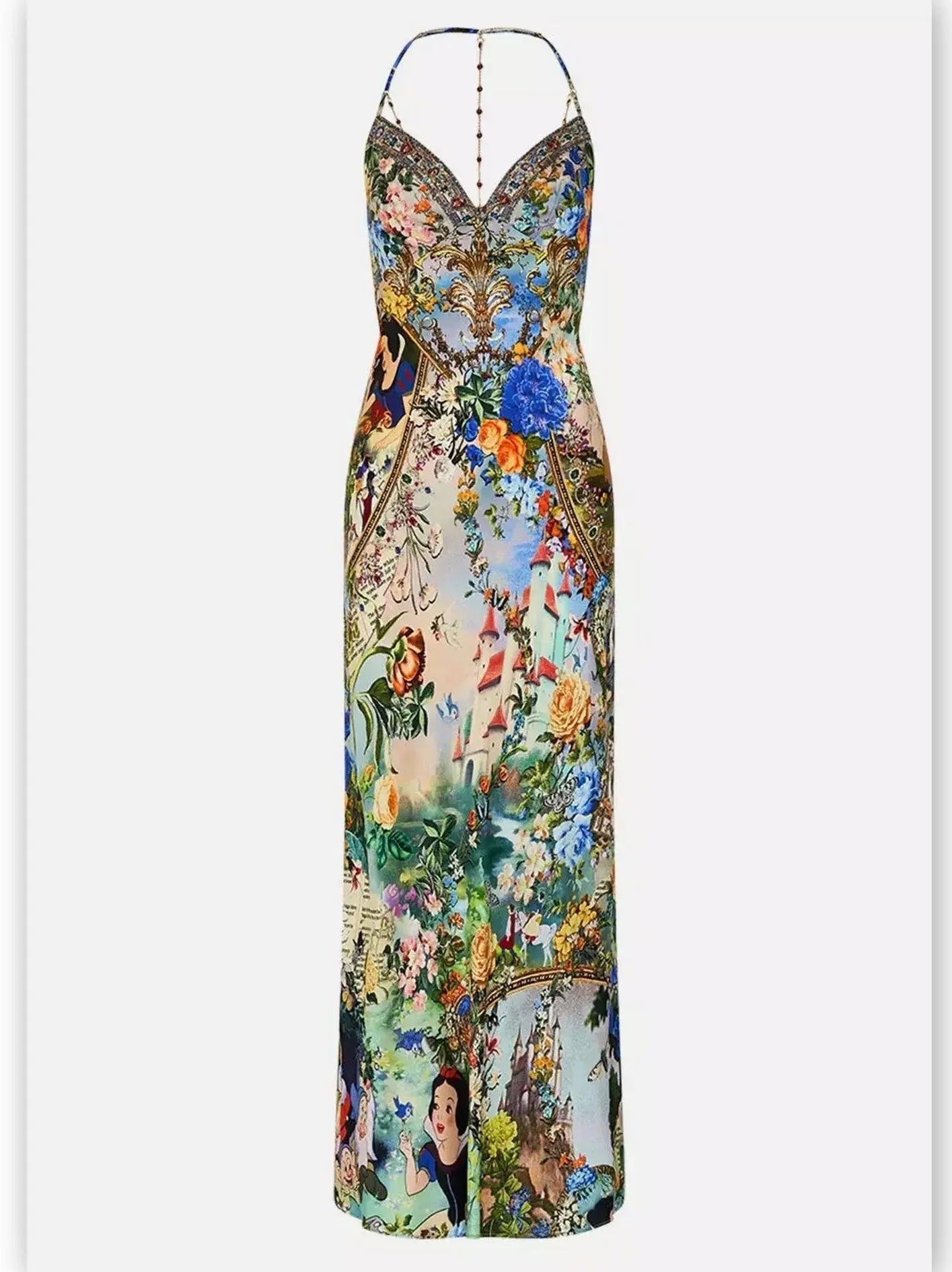 Flash Sale, Don't Miss Fairy Tale and Floral Printed Silk Chain-Detail Slip Dress