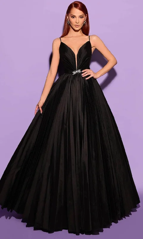 Women Online Clothing Boutiques Tarik Ediz 53107 - Pleated Bodice A-Line Evening Gown