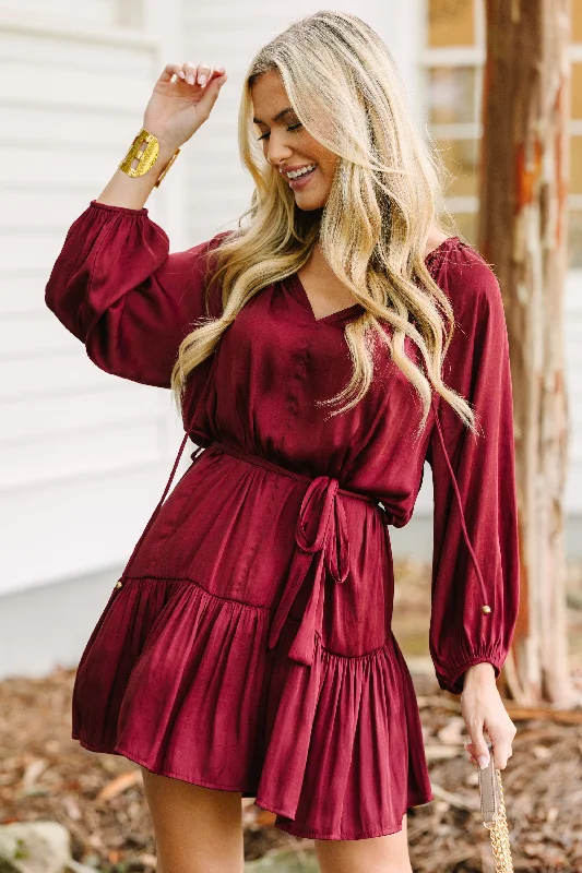 Everyday Fashion Spinning Round Burgundy Red Dress