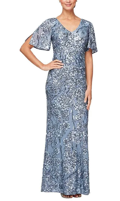 Casual Wear Alex Evenings - 8196611 Flutter Sleeves Sequined Long Gown