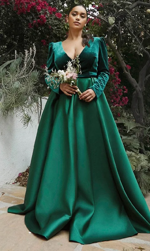 Edgy Fashion Cinderella Divine CD226C - Long Puff Sleeve Evening Gown