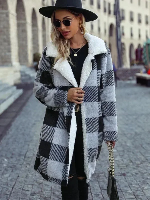 Stylish Savings Reversible Plaid Winter Coat for Women