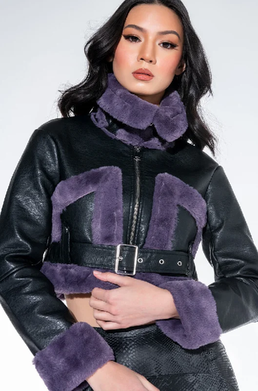 Chic Trends Unveiled AZALEA WANG PALOMA BONDED FUR PU JACKET