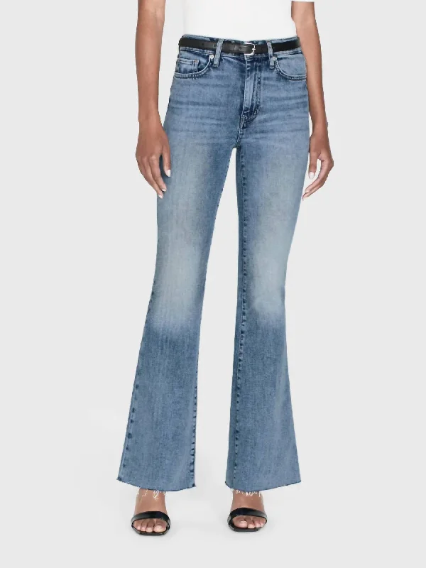 Premium Fashion Le Easy Flare Raw Fray Jean In Whimsy