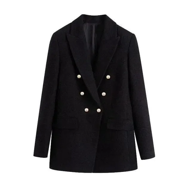 Online Boutique Clothing Black Blazer Women - Formal-Business - Plain-Solid