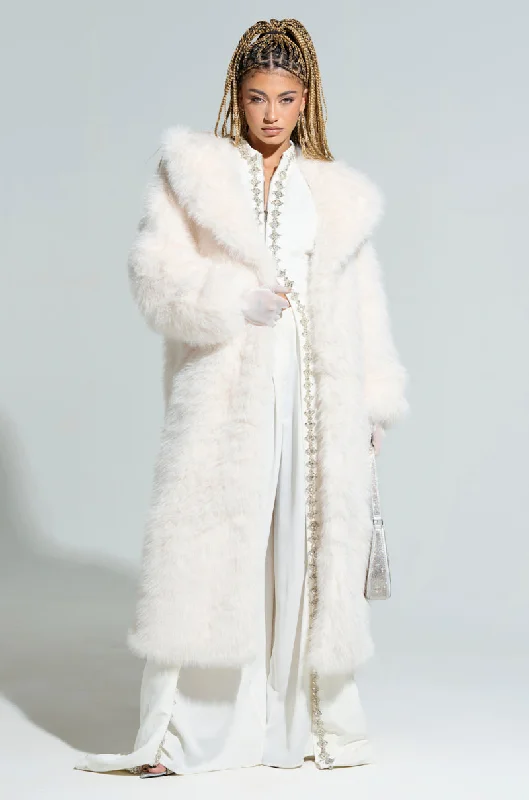 Top 10 Women's Online Clothing Stores MANCHESTER HOODED FAUX FUR IN IVORY