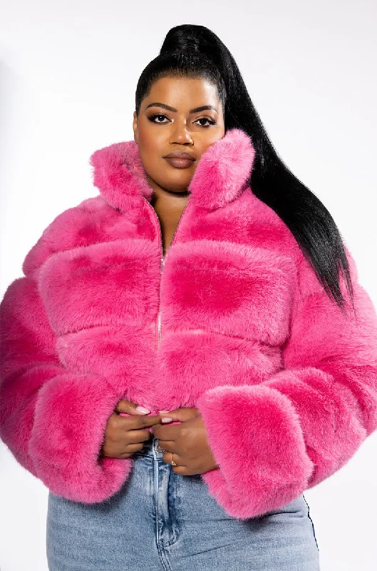 Trendy Women's Wear PLUS BARBZ FAUX FUR JACKET