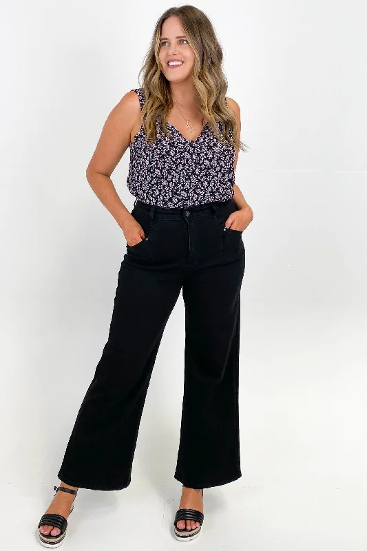 Bold Fashion Wakee Natalia Wide Leg Jean Black