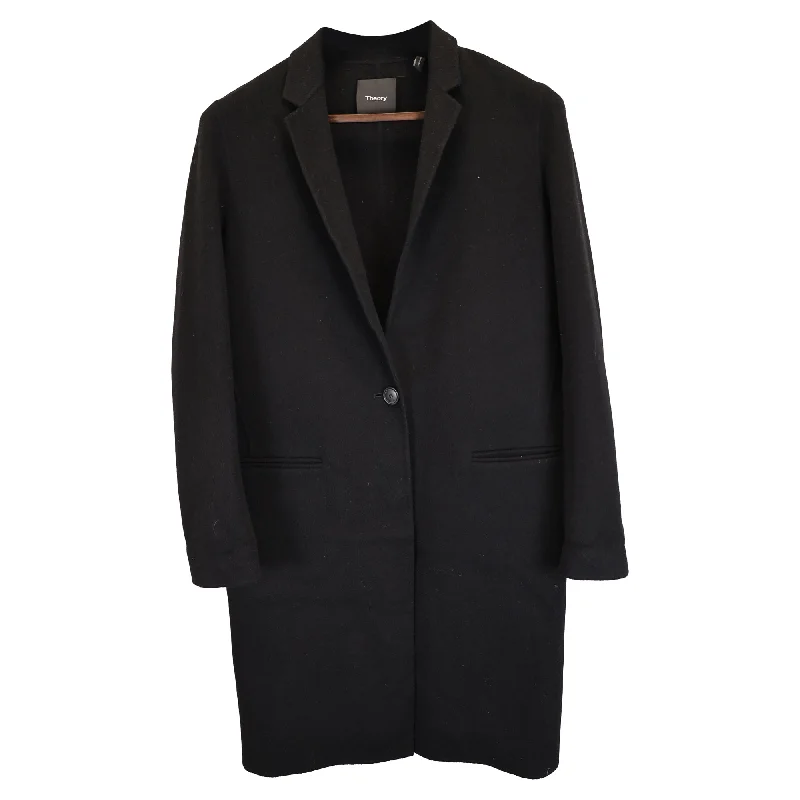 Clothes Woman Theory Long Coat in Black Wool