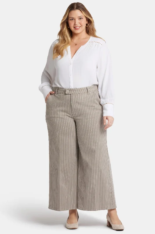 Weekend Sale Mona Wide Leg Trouser Ankle Jeans In Plus Size - Boardwalk Stripe